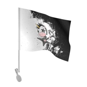 Флаг для автомобиля с принтом Единорог рокер в Курске, 100% полиэстер | Размер: 30*21 см | music | rock | rock music | единорог | метал | металл | милый | милый единорог | музыкант | рокер | тяжелая музыка