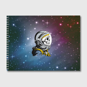 Альбом для рисования с принтом Cosmonaut в Курске, 100% бумага
 | матовая бумага, плотность 200 мг. | cosmonaut | cosmos | orbits | space | spacesuit | stars | глазницы | звезды | космонавт | космос | скафандр | череп