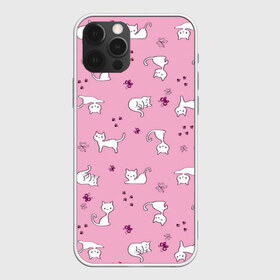 Чехол для iPhone 12 Pro Max с принтом Белая кошка в Курске, Силикон |  | белая кошка | кот | кошачьи потягушки | кошка | милая мордочка | милота | розовый