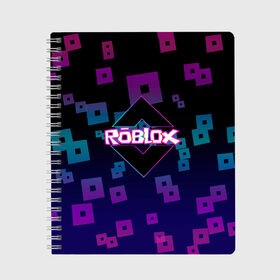 Тетрадь с принтом Roblox в Курске, 100% бумага | 48 листов, плотность листов — 60 г/м2, плотность картонной обложки — 250 г/м2. Листы скреплены сбоку удобной пружинной спиралью. Уголки страниц и обложки скругленные. Цвет линий — светло-серый
 | game | gamer | logo | minecraft | roblox | simulator | игра | конструктор | лого | симулятор | строительство | фигура