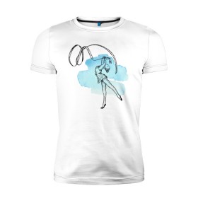 Мужская футболка премиум с принтом художественная гимнастика в Курске, 92% хлопок, 8% лайкра | приталенный силуэт, круглый вырез ворота, длина до линии бедра, короткий рукав | гимнастика | гимнастка | девушка | танец | художественная гимнастика