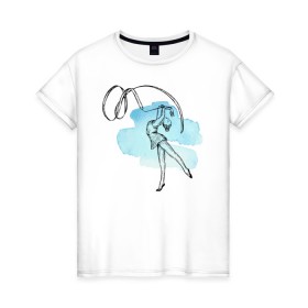 Женская футболка хлопок с принтом художественная гимнастика в Курске, 100% хлопок | прямой крой, круглый вырез горловины, длина до линии бедер, слегка спущенное плечо | гимнастика | гимнастка | девушка | танец | художественная гимнастика