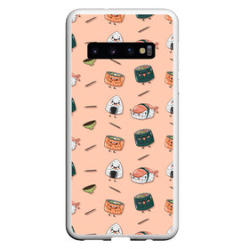 Чехол для Samsung Galaxy S10 с принтом Суши в Курске, Силикон | Область печати: задняя сторона чехла, без боковых панелей | Тематика изображения на принте: sushi | еда | кавайные суши | милые суши | рис | роллы | рыба | суси | суши | суши паттерн | япония | японская еда