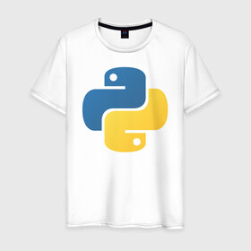 Мужская футболка хлопок с принтом Python  в Курске, 100% хлопок | прямой крой, круглый вырез горловины, длина до линии бедер, слегка спущенное плечо. | python | пайтон | питон