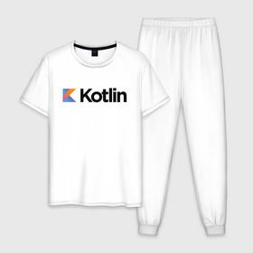 Мужская пижама хлопок с принтом Kotlin в Курске, 100% хлопок | брюки и футболка прямого кроя, без карманов, на брюках мягкая резинка на поясе и по низу штанин
 | kotlin | котлин