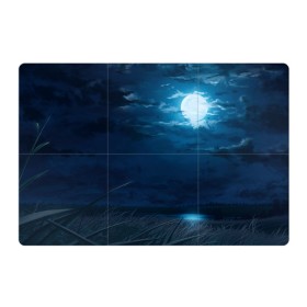 Магнитный плакат 3Х2 с принтом Ночное поле в Курске, Полимерный материал с магнитным слоем | 6 деталей размером 9*9 см | Тематика изображения на принте: луна | небо | ночь | облака | поле
