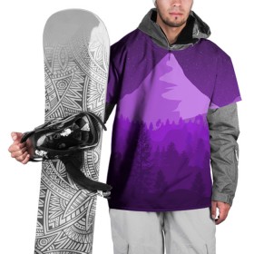 Накидка на куртку 3D с принтом Ночные горы в Курске, 100% полиэстер |  | горы | звёздное небо | звёзды | лес | небо | ночь | фиолетовый