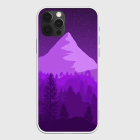 Чехол для iPhone 12 Pro Max с принтом Ночные горы в Курске, Силикон |  | Тематика изображения на принте: горы | звёздное небо | звёзды | лес | небо | ночь | фиолетовый