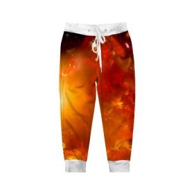Детские брюки 3D с принтом Солнечное облако в Курске, 100% полиэстер | манжеты по низу, эластичный пояс регулируется шнурком, по бокам два кармана без застежек, внутренняя часть кармана из мелкой сетки | звёзды | космос | огонь | оранжевый | супер новая | туманность