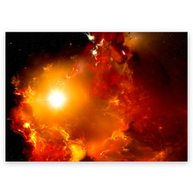 Поздравительная открытка с принтом Солнечное облако в Курске, 100% бумага | плотность бумаги 280 г/м2, матовая, на обратной стороне линовка и место для марки
 | звёзды | космос | огонь | оранжевый | супер новая | туманность