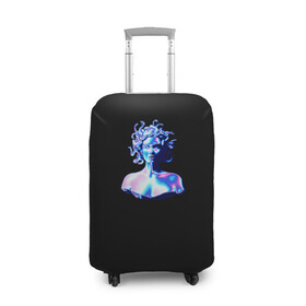 Чехол для чемодана 3D с принтом WAPORWAVE в Курске, 86% полиэфир, 14% спандекс | двустороннее нанесение принта, прорези для ручек и колес | waporwave | блеск | голография | медуза