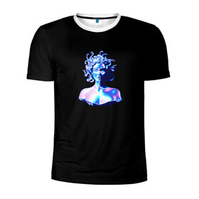 Мужская футболка 3D спортивная с принтом WAPORWAVE в Курске, 100% полиэстер с улучшенными характеристиками | приталенный силуэт, круглая горловина, широкие плечи, сужается к линии бедра | Тематика изображения на принте: waporwave | блеск | голография | медуза