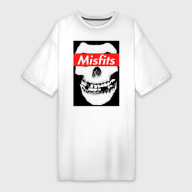 Платье-футболка хлопок с принтом Misfits в Курске,  |  | clash | cure | horror | horrorpunk | linkin park | misfits | punk | punkrock | ramones | король и шут | панкрок