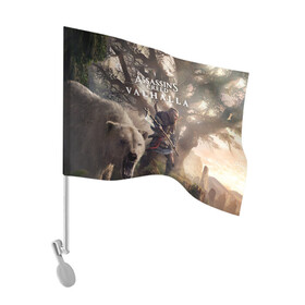 Флаг для автомобиля с принтом Assassin’s Creed Valhalla в Курске, 100% полиэстер | Размер: 30*21 см | action | creed | eivor | rpg | ubisoft | valhalla | viking | vikings | англия | ассасин | ассасина | вальгалла | викинг | викинги | кредо | эйвор