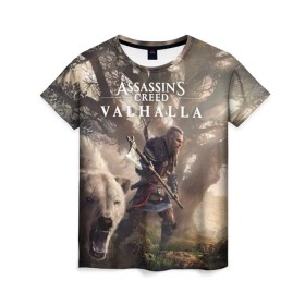 Женская футболка 3D с принтом Assassin’s Creed Valhalla в Курске, 100% полиэфир ( синтетическое хлопкоподобное полотно) | прямой крой, круглый вырез горловины, длина до линии бедер | action | creed | eivor | rpg | ubisoft | valhalla | viking | vikings | англия | ассасин | ассасина | вальгалла | викинг | викинги | кредо | эйвор