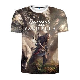 Мужская футболка 3D спортивная с принтом Assassin’s Creed Valhalla в Курске, 100% полиэстер с улучшенными характеристиками | приталенный силуэт, круглая горловина, широкие плечи, сужается к линии бедра | Тематика изображения на принте: action | creed | eivor | rpg | ubisoft | valhalla | viking | vikings | англия | ассасин | ассасина | вальгалла | викинг | викинги | кредо | эйвор