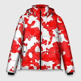 Мужская зимняя куртка 3D с принтом Красно-белая в Курске, верх — 100% полиэстер; подкладка — 100% полиэстер; утеплитель — 100% полиэстер | длина ниже бедра, свободный силуэт Оверсайз. Есть воротник-стойка, отстегивающийся капюшон и ветрозащитная планка. 

Боковые карманы с листочкой на кнопках и внутренний карман на молнии. | Тематика изображения на принте: городской камуфляж | подарок мужчине | подарок на 23 февраля | подарок на день защитника отечества | подарок на день рождения | подарок парню | спартак москва | фк спартак