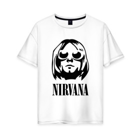 Женская футболка хлопок Oversize с принтом NIRVANA в Курске, 100% хлопок | свободный крой, круглый ворот, спущенный рукав, длина до линии бедер
 | nirvana | nirvana smells | nirvana smells like | teen spirit | курт кобейн | нирвана | нирвана песни.