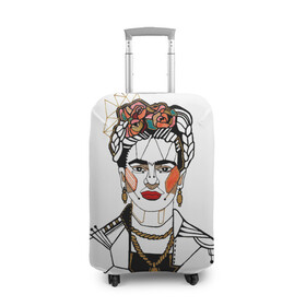 Чехол для чемодана 3D с принтом Фрида Кало  в Курске, 86% полиэфир, 14% спандекс | двустороннее нанесение принта, прорези для ручек и колес | кало | картинки | популярные | прикольные | фрида | цветы | человек