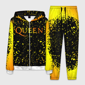Мужской костюм 3D с принтом Queen в Курске, 100% полиэстер | Манжеты и пояс оформлены тканевой резинкой, двухслойный капюшон со шнурком для регулировки, карманы спереди | 3d | queen | британская | группа | исполнитель | лого | логотип | музыканты | надпись | рок | эмблема