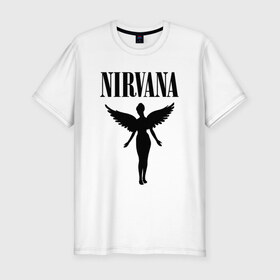 Мужская футболка премиум с принтом NIRVANA в Курске, 92% хлопок, 8% лайкра | приталенный силуэт, круглый вырез ворота, длина до линии бедра, короткий рукав | nirvana | nirvana smells | nirvana smells like | teen spirit | курт кобейн | нирвана | нирвана песни.