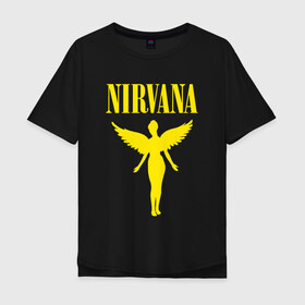 Мужская футболка хлопок Oversize с принтом NIRVANA в Курске, 100% хлопок | свободный крой, круглый ворот, “спинка” длиннее передней части | nirvana | nirvana smells | nirvana smells like | teen spirit | курт кобейн | нирвана | нирвана песни.