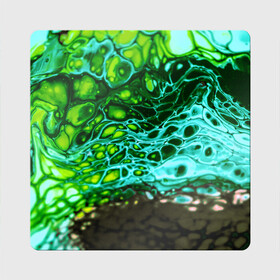 Магнит виниловый Квадрат с принтом Кислотные разводы краски в Курске, полимерный материал с магнитным слоем | размер 9*9 см, закругленные углы | doodling | pattern | textures | tiles | абстракция | бирюзовый | градиент | детали | дудлинг | зеленый | капли | кислота | кляксы | коллаж | коричневый | краска | микс | паттерны | полоски | пятна | салатный | смесь