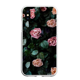 Чехол для iPhone XS Max матовый с принтом PINK ROSES в Курске, Силикон | Область печати: задняя сторона чехла, без боковых панелей | листья | растения | розовые | розы | цветы
