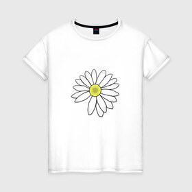 Женская футболка хлопок с принтом Ромашка в Курске, 100% хлопок | прямой крой, круглый вырез горловины, длина до линии бедер, слегка спущенное плечо | белый цветок | лепестки | природа | растение | ромашка | цветок