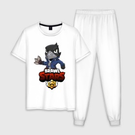 Мужская пижама хлопок с принтом Crow Brawl Stars в Курске, 100% хлопок | брюки и футболка прямого кроя, без карманов, на брюках мягкая резинка на поясе и по низу штанин
 | 
