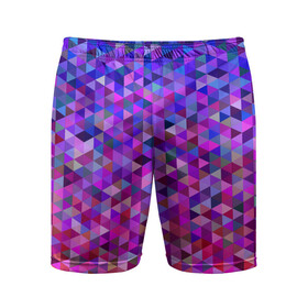 Мужские шорты спортивные с принтом Треугольники мозаика пиксели в Курске,  |  | абстракция | геометрия | детали | мозаика | пиксели | розовый | синий | тренды | треугольники | фигуры | фиолетовый