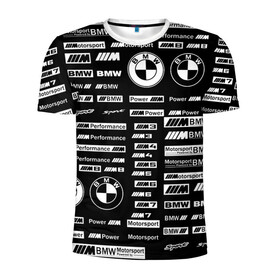 Мужская футболка 3D спортивная с принтом BMW в Курске, 100% полиэстер с улучшенными характеристиками | приталенный силуэт, круглая горловина, широкие плечи, сужается к линии бедра | auto | bmw | bmw 3 | bmw 5. | bmw m5 | i8 | x5 | x6 | авто | бмв
