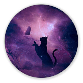 Коврик для мышки круглый с принтом Бабочка кот силуэт фиолетовый в Курске, резина и полиэстер | круглая форма, изображение наносится на всю лицевую часть | арт | бабочка | графика | дым | звезды | космос | кот | молния | образ | персонаж | рисунок | силуэт | сиреневый | туман | фантастика | фиолетовый | фэнтези | черная кошка | чернильный