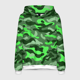 Мужская толстовка 3D с принтом CAMOUFLAGE GREEN в Курске, 100% полиэстер | двухслойный капюшон со шнурком для регулировки, мягкие манжеты на рукавах и по низу толстовки, спереди карман-кенгуру с мягким внутренним слоем. | camouflage | армия | военная форма | военный | вооружение | вооруженные силы | защита | защитный цвет | зеленый | камуфляж | маскировка | солдат | униформа | форма