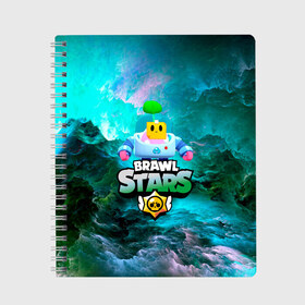 Тетрадь с принтом Sprout Brawl Stars в Курске, 100% бумага | 48 листов, плотность листов — 60 г/м2, плотность картонной обложки — 250 г/м2. Листы скреплены сбоку удобной пружинной спиралью. Уголки страниц и обложки скругленные. Цвет линий — светло-серый
 | brawl | brawl stars | sprout | бравл | бравл старс | росток | спраут | спраут brawl stars | спроут