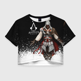 Женская футболка Crop-top 3D с принтом Assassin’s Creed  [04] в Курске, 100% полиэстер | круглая горловина, длина футболки до линии талии, рукава с отворотами | ezio | game | ubisoft | ассасин крид | кредо ассасина | эцио