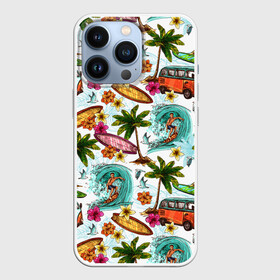 Чехол для iPhone 13 Pro с принтом Летнее Настроение в Курске,  |  | волны | деревья | купальник | лето | листья | море | океан | остров | отпуск | пальмы | пляж | природа | птицы | путешествие | серфинг | солнце | спорт | таиланд | тропики | туризм | цветы