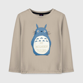 Детский лонгслив хлопок с принтом My Neighbor Totoro синий заяц в Курске, 100% хлопок | круглый вырез горловины, полуприлегающий силуэт, длина до линии бедер | Тематика изображения на принте: totoro | аниме | мой сосед тоторо | мультфильм | тоторо | фэнтези | хаяо миядзаки