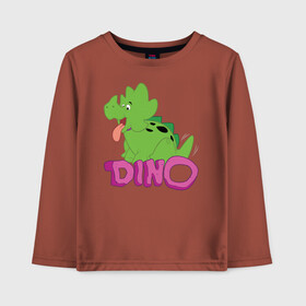 Детский лонгслив хлопок с принтом BABYDINO в Курске, 100% хлопок | круглый вырез горловины, полуприлегающий силуэт, длина до линии бедер | Тематика изображения на принте: bamm bamm rubble | barney rubble | bedrock | betty rubble | dino | flintstones | fred flintstone | hoppy | pebbles | stone age | vdgerir | wilma | флинстоун | флинтстоун