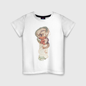 Детская футболка хлопок с принтом Хаку и Тихиро в Курске, 100% хлопок | круглый вырез горловины, полуприлегающий силуэт, длина до линии бедер | studio ghibli | аниме | унесённые призраками | хаяо миядзаки