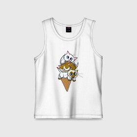 Детская майка хлопок с принтом Ice Cream Cats в Курске,  |  | animal | cat | cute | kitty | meow | друг | еда | животные | киска | китти | кот | котенок | котик | кошечка | кошка | лев | леопард | милый | мороженое | мур | мяу | пантера | питомец | рысь | тигр | улыбка