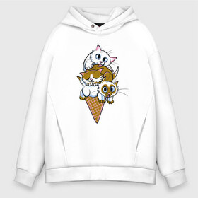 Мужское худи Oversize хлопок с принтом Ice Cream Cats в Курске, френч-терри — 70% хлопок, 30% полиэстер. Мягкий теплый начес внутри —100% хлопок | боковые карманы, эластичные манжеты и нижняя кромка, капюшон на магнитной кнопке | animal | cat | cute | kitty | meow | друг | еда | животные | киска | китти | кот | котенок | котик | кошечка | кошка | лев | леопард | милый | мороженое | мур | мяу | пантера | питомец | рысь | тигр | улыбка