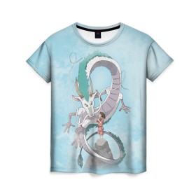 Женская футболка 3D с принтом Унесённые призраками в Курске, 100% полиэфир ( синтетическое хлопкоподобное полотно) | прямой крой, круглый вырез горловины, длина до линии бедер | studio ghibli | аниме | унесённые призраками | хаяо миядзаки