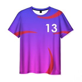 Мужская футболка 3D с принтом Номер 13 в Курске, 100% полиэфир | прямой крой, круглый вырез горловины, длина до линии бедер | 
