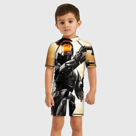 Детский купальный костюм 3D с принтом HALO 2: ANNIVERSARY в Курске, Полиэстер 85%, Спандекс 15% | застежка на молнии на спине | game | halo | halo 2 | halo 2: anniversary | игра | ремейк halo | ремейк halo 2 | хало | хало 2 | хало 2 анниверсари