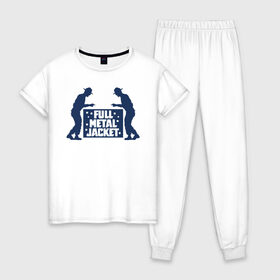 Женская пижама хлопок с принтом Сержант Хартман в Курске, 100% хлопок | брюки и футболка прямого кроя, без карманов, на брюках мягкая резинка на поясе и по низу штанин | 