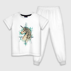 Детская пижама хлопок с принтом акварельный единорог в Курске, 100% хлопок |  брюки и футболка прямого кроя, без карманов, на брюках мягкая резинка на поясе и по низу штанин
 | Тематика изображения на принте: 