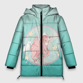 Женская зимняя куртка 3D с принтом розовый единорог в небесах в Курске, верх — 100% полиэстер; подкладка — 100% полиэстер; утеплитель — 100% полиэстер | длина ниже бедра, силуэт Оверсайз. Есть воротник-стойка, отстегивающийся капюшон и ветрозащитная планка. 

Боковые карманы с листочкой на кнопках и внутренний карман на молнии | арт | вымышленный персонаж | девочкам | девушкам | единорог | животные | звезды | картинка | крылья | магическое существо | небо | ночь | облака | полет | рисунок | рог | розовый