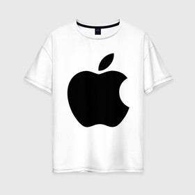Женская футболка хлопок Oversize с принтом Apple в Курске, 100% хлопок | свободный крой, круглый ворот, спущенный рукав, длина до линии бедер
 | apple | техника | яблоко
