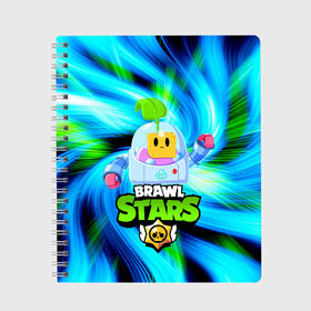Тетрадь с принтом BRAWL STARS SPROUT в Курске, 100% бумага | 48 листов, плотность листов — 60 г/м2, плотность картонной обложки — 250 г/м2. Листы скреплены сбоку удобной пружинной спиралью. Уголки страниц и обложки скругленные. Цвет линий — светло-серый
 | 8 bit | brawl stars | brawl stars sprout | crow | leon shark | max | mr.p | sally leon | shark | sprout | tara | werewolf leon | берли | бравл старс | ворон | макс | оборотень | спроут | тара